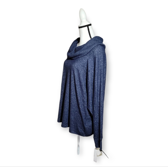 Zac & Rachel Cowl Neck Navy Heather Blue Sweater - Picture 2 of 6